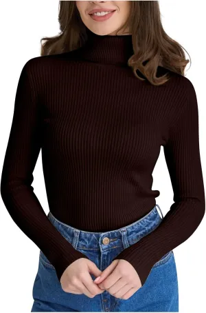 Turtleneck Sweater for Women Cropped Long Sleeve Knitted Sweater Solid Color High Neck Cute Sweaters for Women