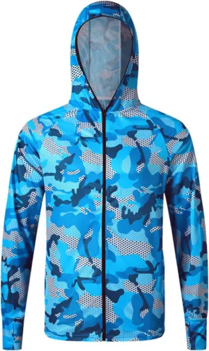 UPF 50  Sun Protection Jacket For Men Outdoor UV Camo Print Lightweight Hoodies 2025 Long Sleeve Athletic Raincoat