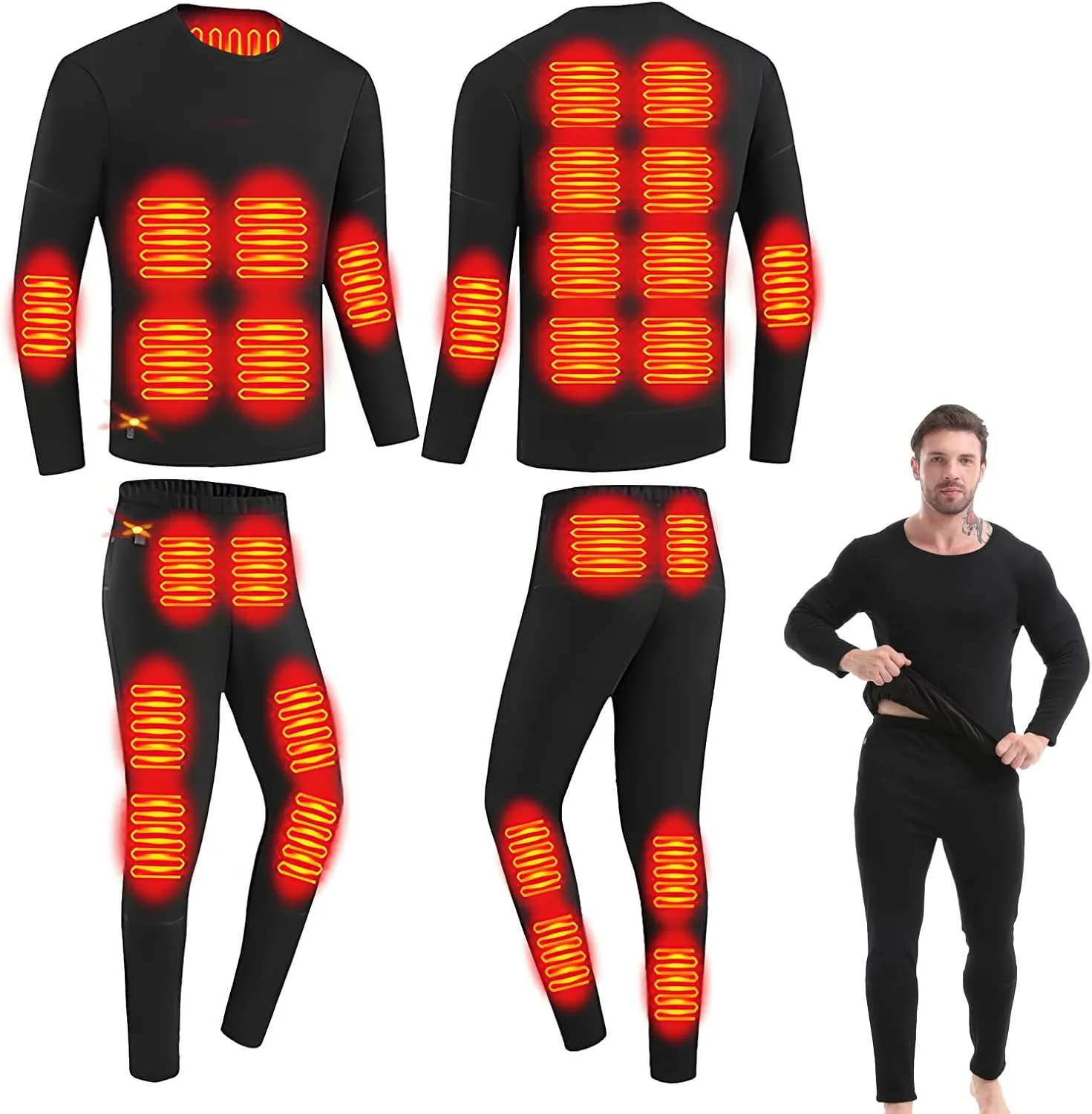 Winter Men Women heated thermal underwear Set USB Charge 28 Zone intelligent Heated thermals top and bottom set