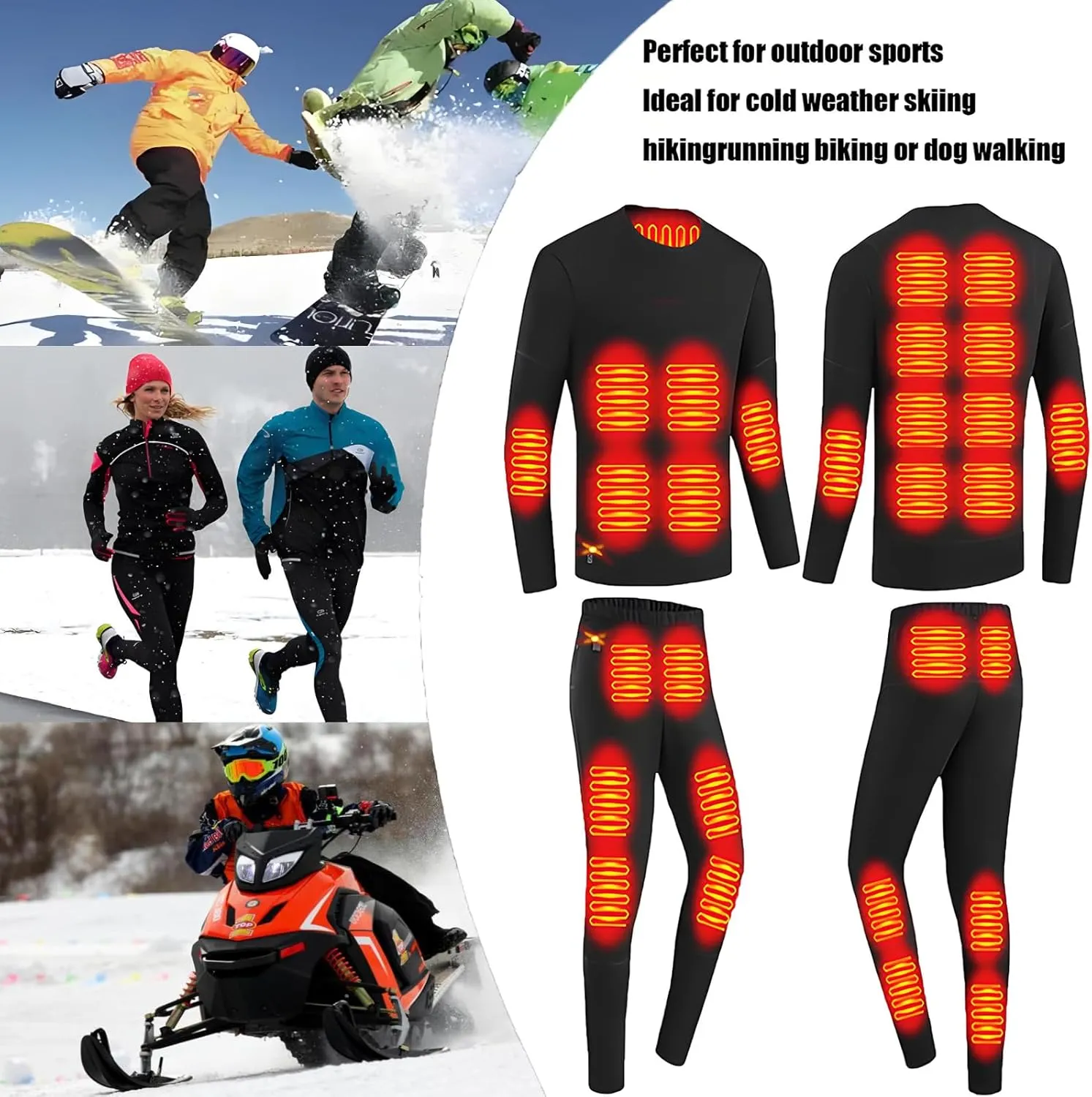 Winter Men Women heated thermal underwear Set USB Charge 28 Zone intelligent Heated thermals top and bottom set