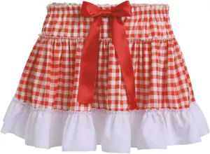 Women Men Gingham Pleated Mini Skirts Ruffle Lace A Line Layered Short Skirts Fairy Princess Costume Sissy Skirt
