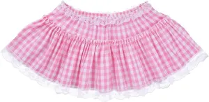 Women Men's Sissy Mini Skirt Y2k Gingham Plaid Lace Trim Pleated Short Skirt Ruffle Tiered Anime Skirts Halloween Cosplay