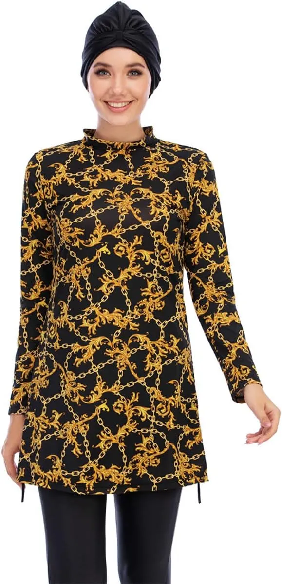 Women Muslim Burkini Swimsuits Modest Swimwear Islamic Long Sleeve Full Cover Hijab Dress Top Swim Pants Bathing Suit