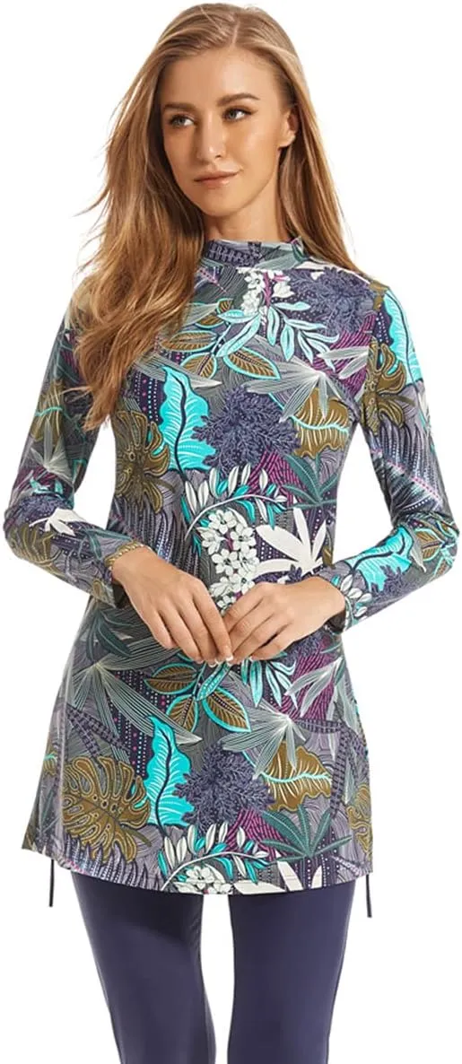 Women Muslim Burkini Swimsuits Modest Swimwear Islamic Long Sleeve Full Cover Hijab Dress Top Swim Pants Bathing Suit