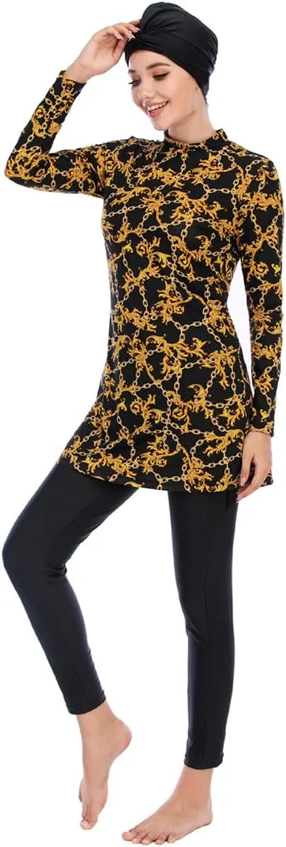 Women Muslim Burkini Swimsuits Modest Swimwear Islamic Long Sleeve Full Cover Hijab Dress Top Swim Pants Bathing Suit