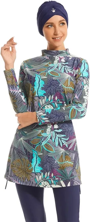 Women Muslim Burkini Swimsuits Modest Swimwear Islamic Long Sleeve Full Cover Hijab Dress Top Swim Pants Bathing Suit