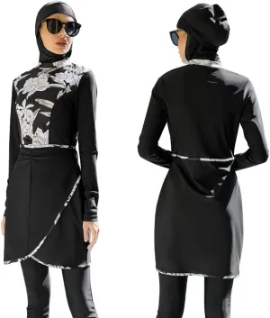 Women Muslim Burkini Swimsuits Modest Swimwear Islamic Long Sleeve Full Cover Hijab Dress Top Swim Pants Bathing Suit