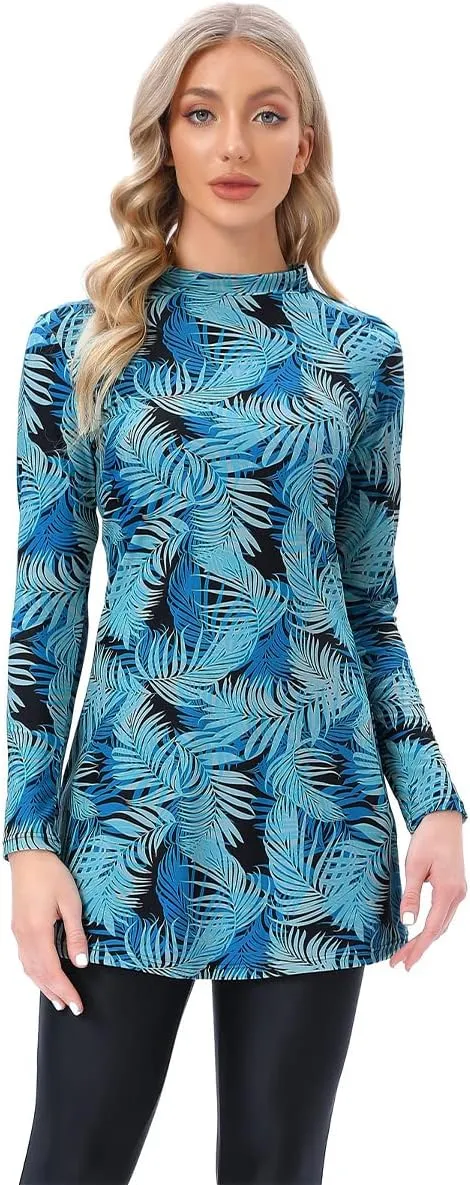 Women Muslim Burkini Swimsuits Modest Swimwear Islamic Long Sleeve Full Cover Hijab Dress Top Swim Pants Bathing Suit