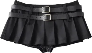 Women Sexy Pleated Mini Skirt Lace Ruffle Solid Lingerie Short Skirts Mini Skirts With Shorts Sexy Gothic Mini Skirt