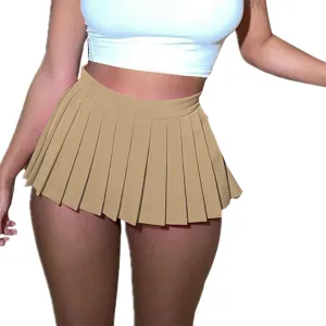 Women Sexy Pleated Mini Skirt Lace Ruffle Solid Lingerie Short Skirts Mini Skirts With Shorts Sexy Gothic Mini Skirt