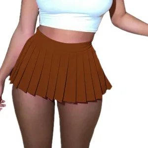 Women Sexy Pleated Mini Skirt Lace Ruffle Solid Lingerie Short Skirts Mini Skirts With Shorts Sexy Gothic Mini Skirt