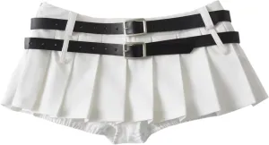 Women Sexy Pleated Mini Skirt Lace Ruffle Solid Lingerie Short Skirts Mini Skirts With Shorts Sexy Gothic Mini Skirt