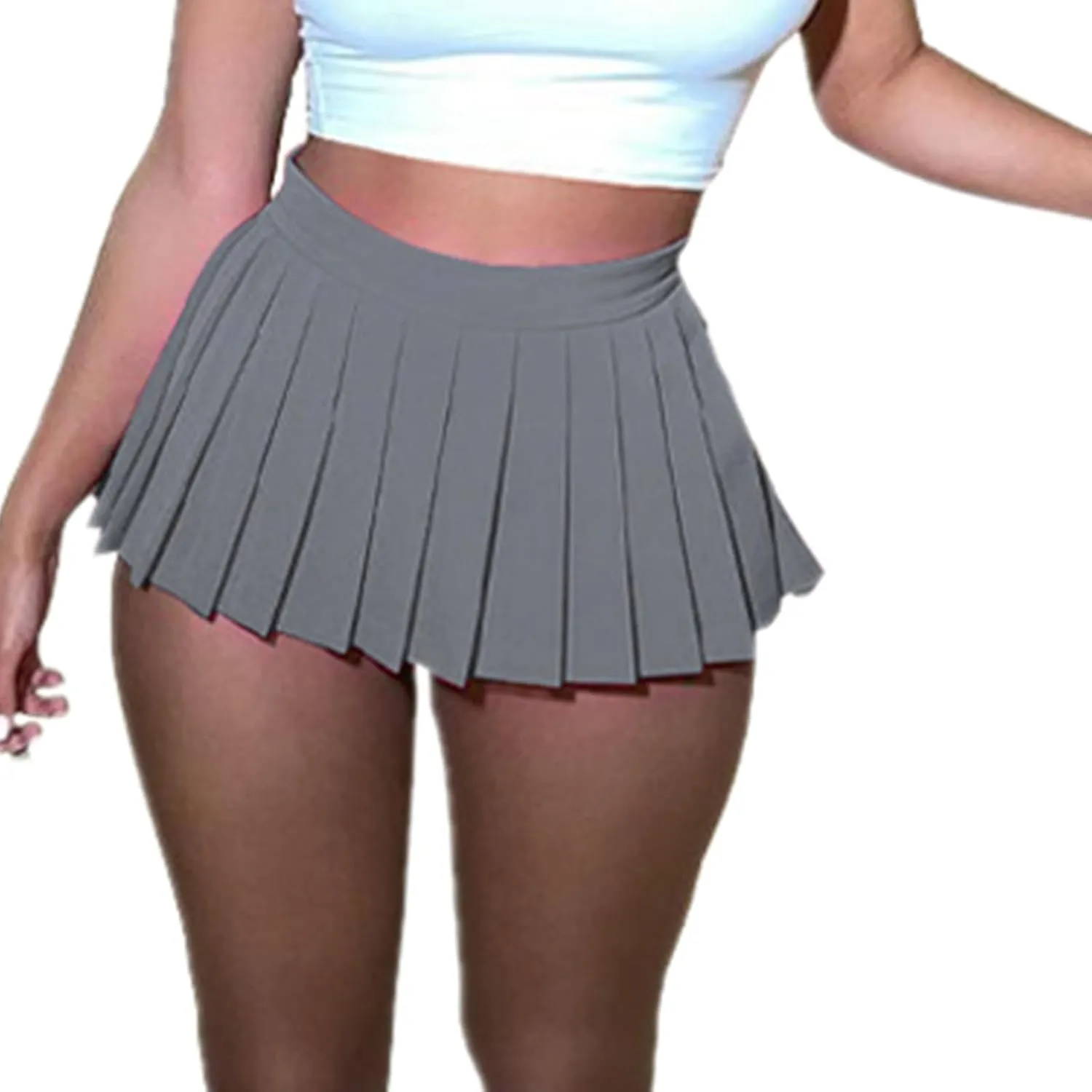 Women Sexy Pleated Mini Skirt Lace Ruffle Solid Lingerie Short Skirts Mini Skirts With Shorts Sexy Gothic Mini Skirt