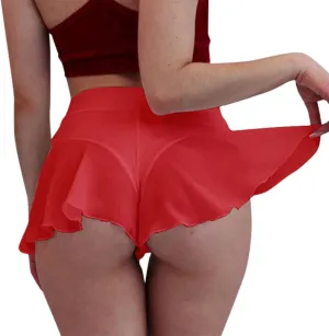 Women Sexy Pleated Mini Skirts Elastic High Waisted Shorts Ruffled Flowy Lingerie Culottes Underpants