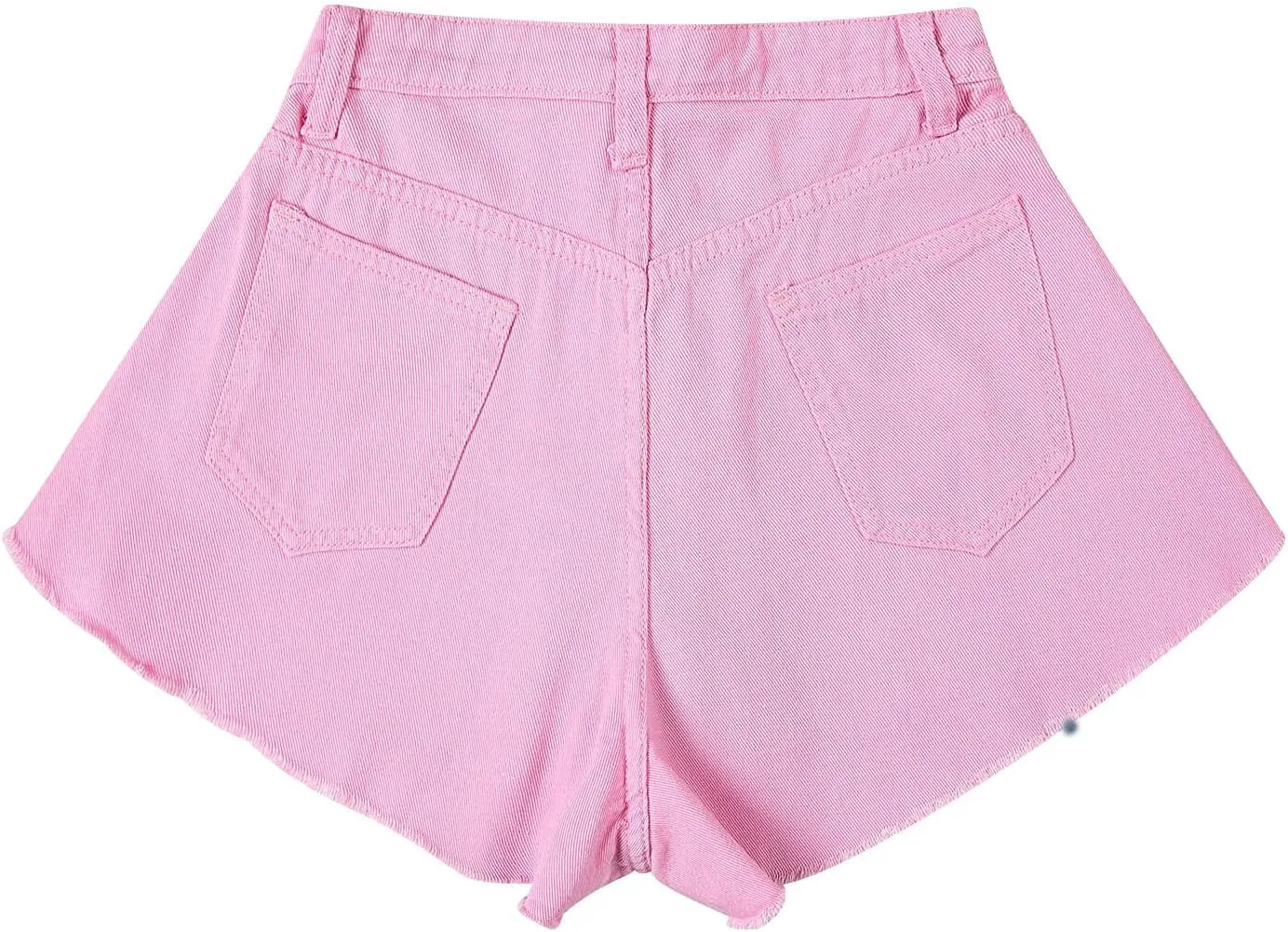 Women's High Elastic Waisted Denim Shorts Ruffle Raw Hem Jean Short Wide Leg Flared A Line Pleated Denim Jean Short