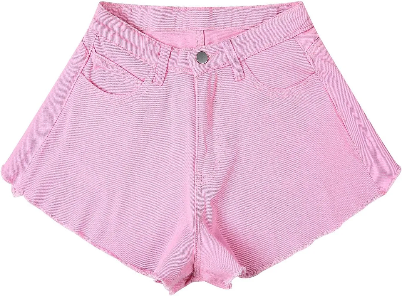 Women's High Elastic Waisted Denim Shorts Ruffle Raw Hem Jean Short Wide Leg Flared A Line Pleated Denim Jean Short