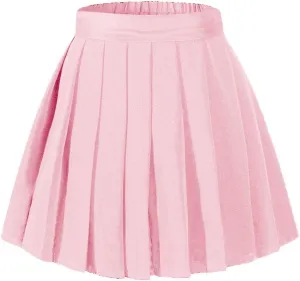 Women's High Waisted Pleated Mini Skirt A-line Shorts with Elastic Wide Waistband