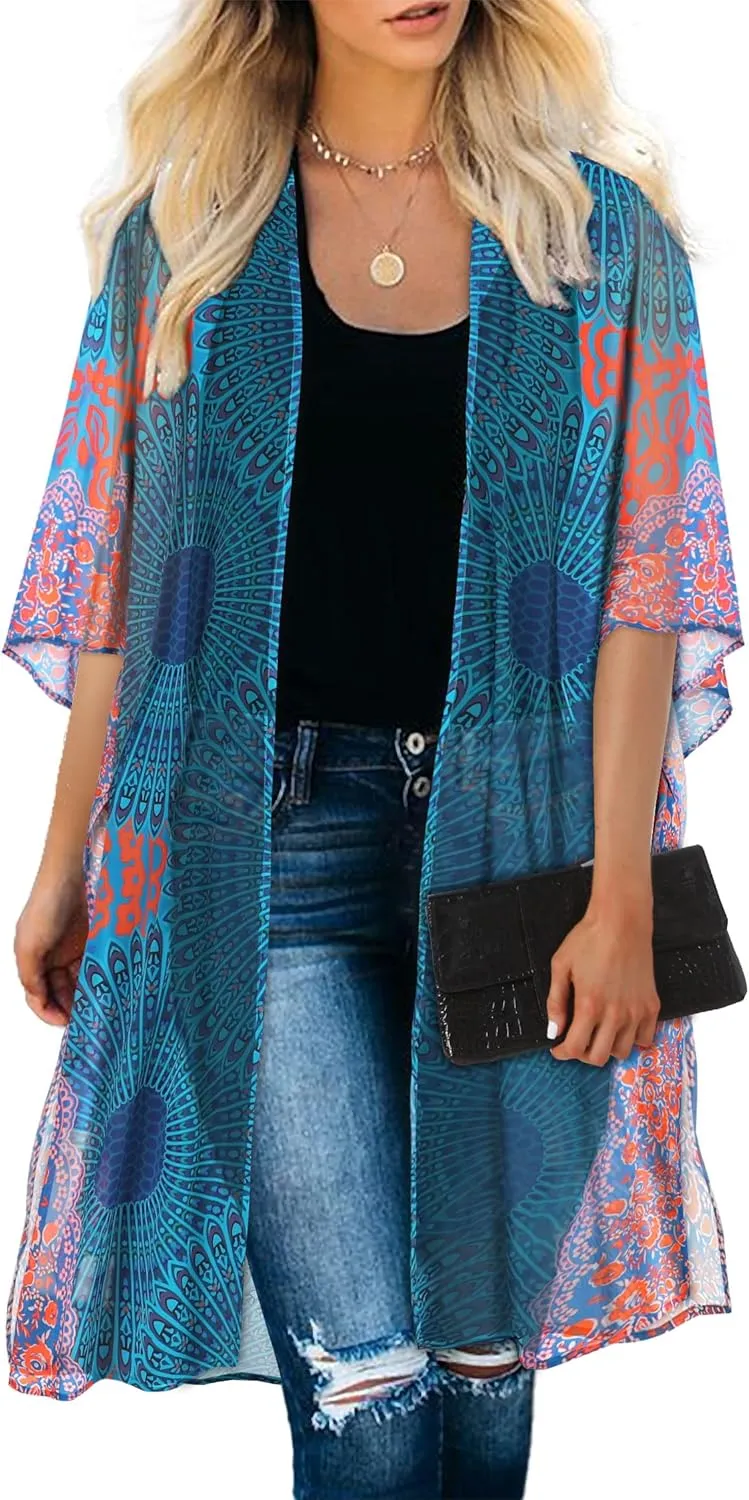 Women's Kimono Swimsuit Coverups Summer Beach Casual Loose Cardigans for Swimwear
