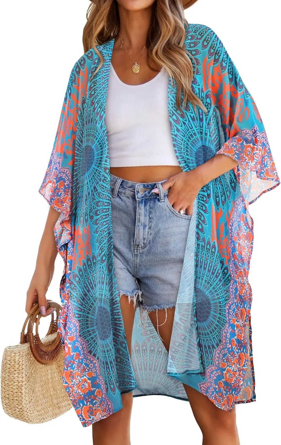 Women's Kimono Swimsuit Coverups Summer Beach Casual Loose Cardigans for Swimwear