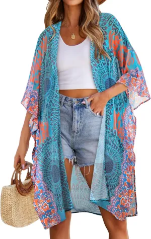 Women's Kimono Swimsuit Coverups Summer Beach Casual Loose Cardigans for Swimwear