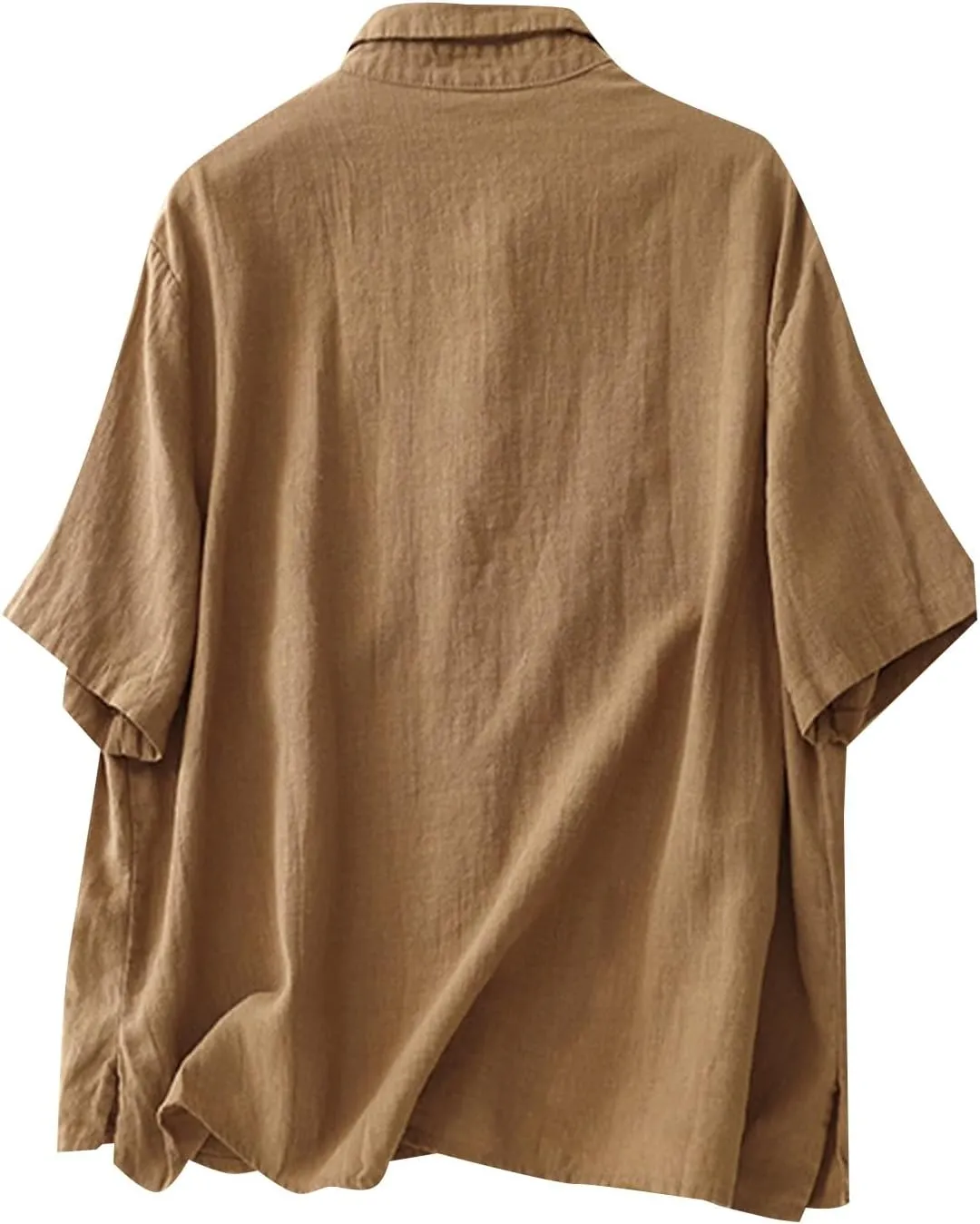 Womens Linen Shirts Summer Linen Bohemian Long Sleeve T-Shirts Casual Plus Size Lightweight Round Neck Tshirts