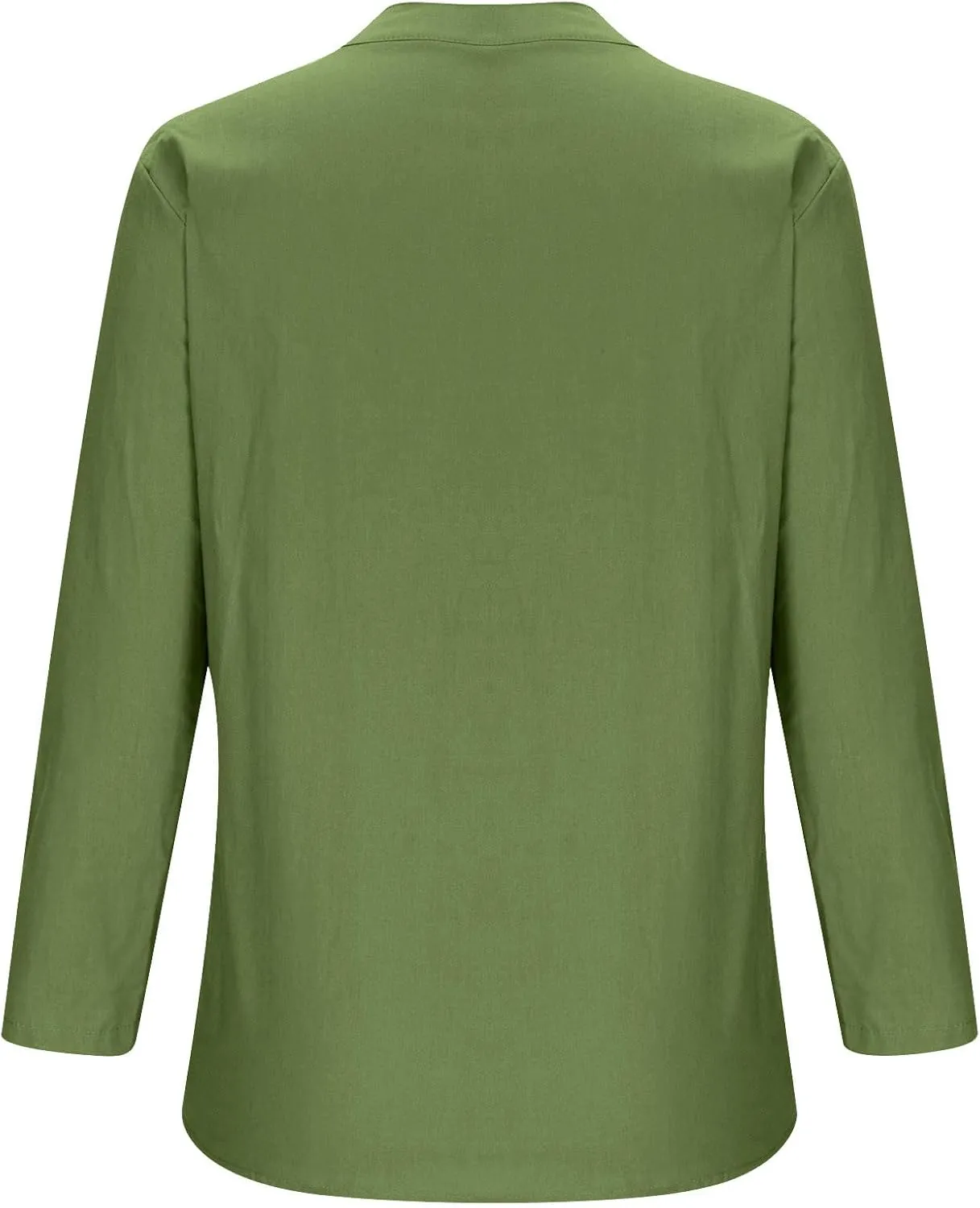 Women's Linen Shirts V Neck Buttons Blouses Lapel Beach Tee Top Short Sleeve Loose T-Shirts