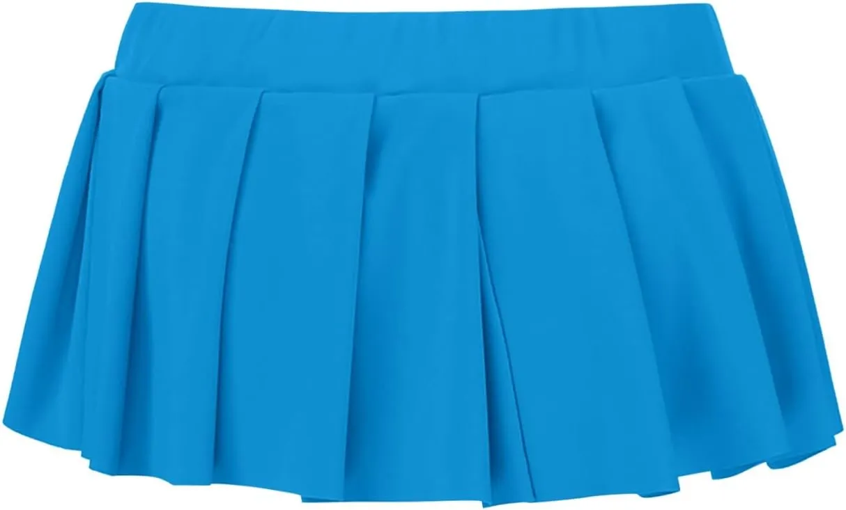 Women's Mini Pleated Skirts Sexy Club High Wiast Stretchy Tennis Skater A-line Skirt Sexy Pleated Mini Skirt