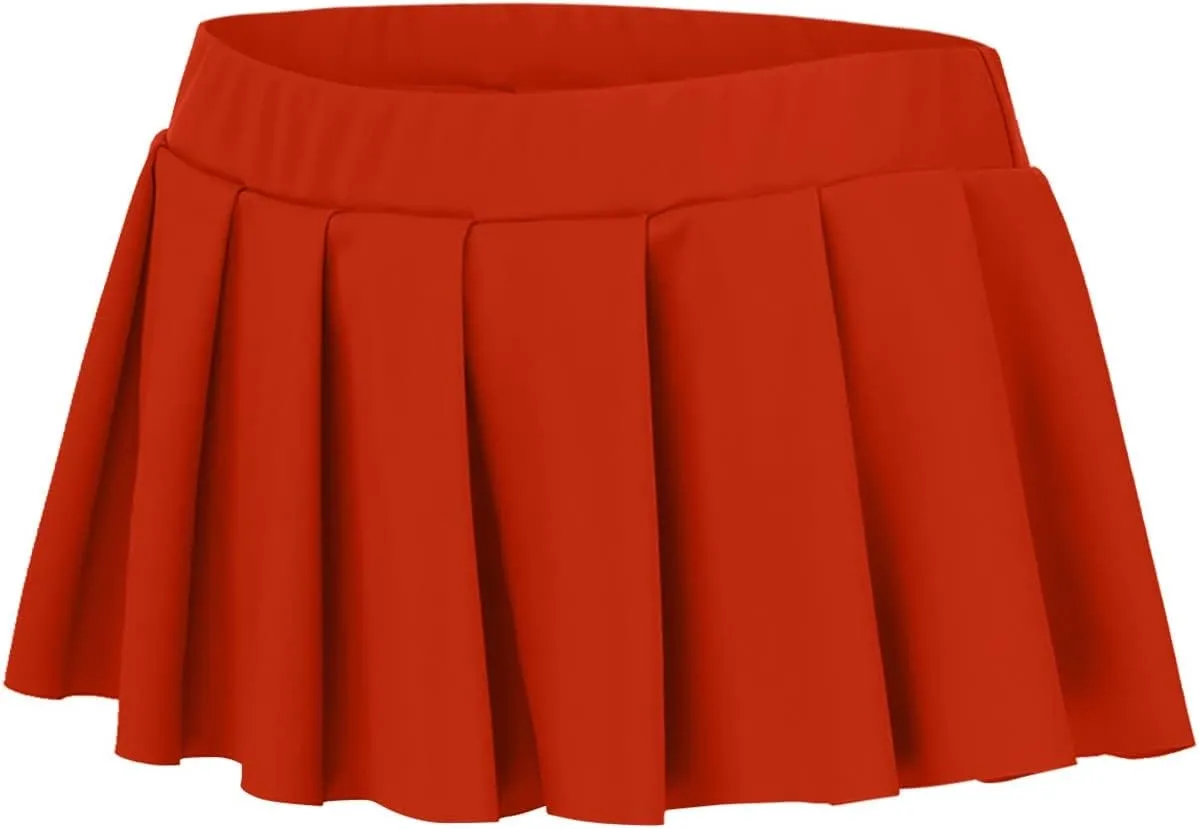 Women's Mini Pleated Skirts Sexy Club High Wiast Stretchy Tennis Skater A-line Skirt Sexy Pleated Mini Skirt