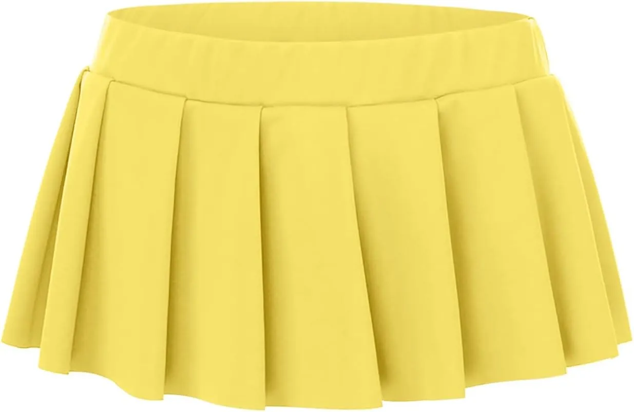 Women's Mini Pleated Skirts Sexy Club High Wiast Stretchy Tennis Skater A-line Skirt Sexy Pleated Mini Skirt
