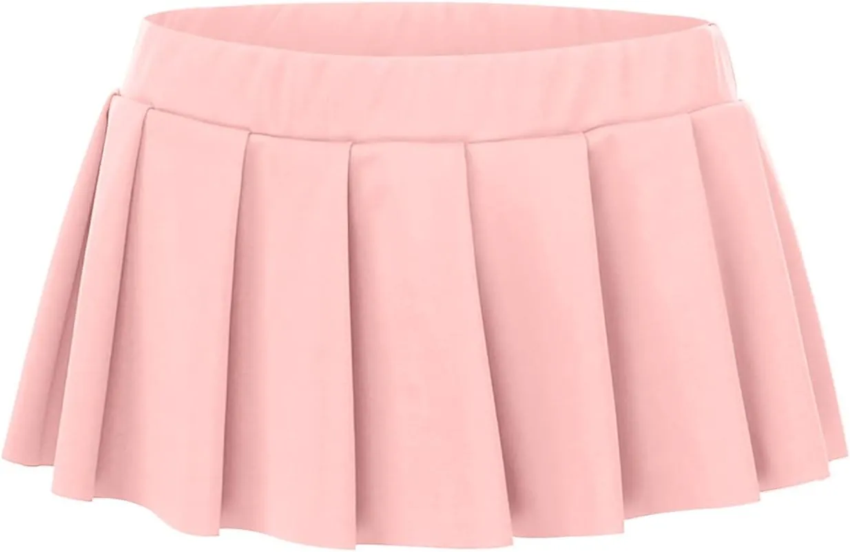 Women's Mini Pleated Skirts Sexy Club High Wiast Stretchy Tennis Skater A-line Skirt Sexy Pleated Mini Skirt