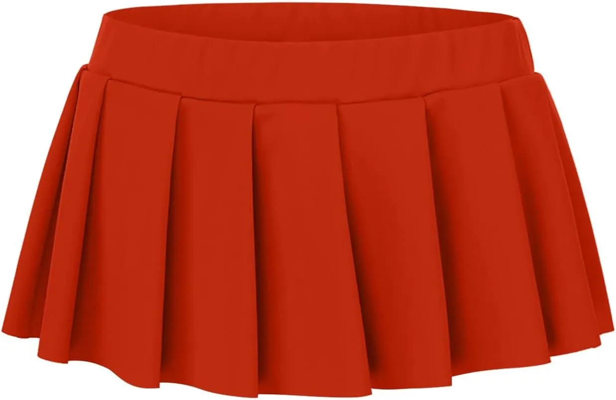 Women's Mini Pleated Skirts Sexy Club High Wiast Stretchy Tennis Skater A-line Skirt Sexy Pleated Mini Skirt