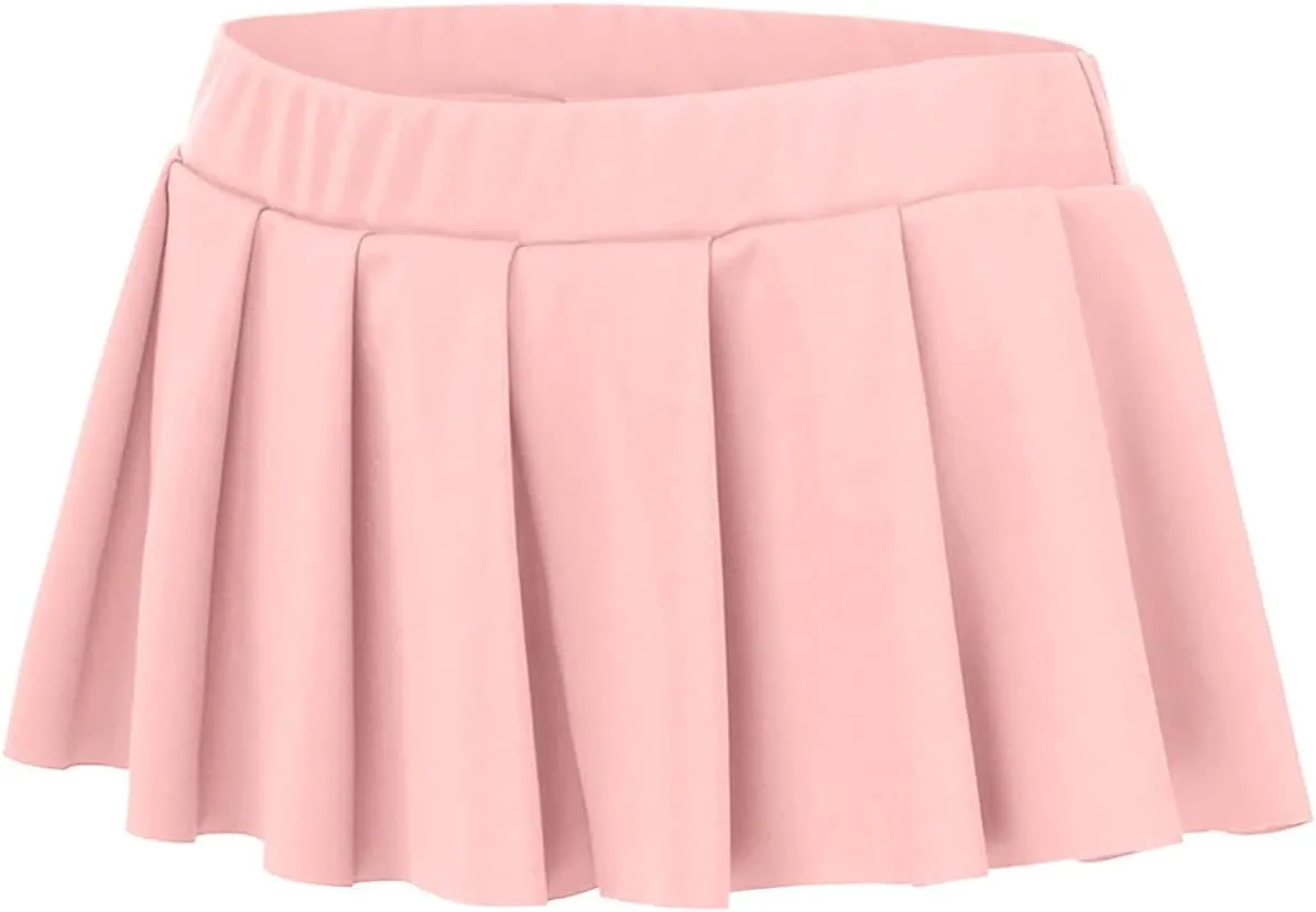 Women's Mini Pleated Skirts Sexy Club High Wiast Stretchy Tennis Skater A-line Skirt Sexy Pleated Mini Skirt