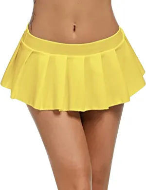 Women's Mini Pleated Skirts Sexy Club High Wiast Stretchy Tennis Skater A-line Skirt Sexy Pleated Mini Skirt