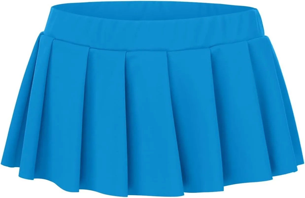 Women's Mini Pleated Skirts Sexy Club High Wiast Stretchy Tennis Skater A-line Skirt Sexy Pleated Mini Skirt