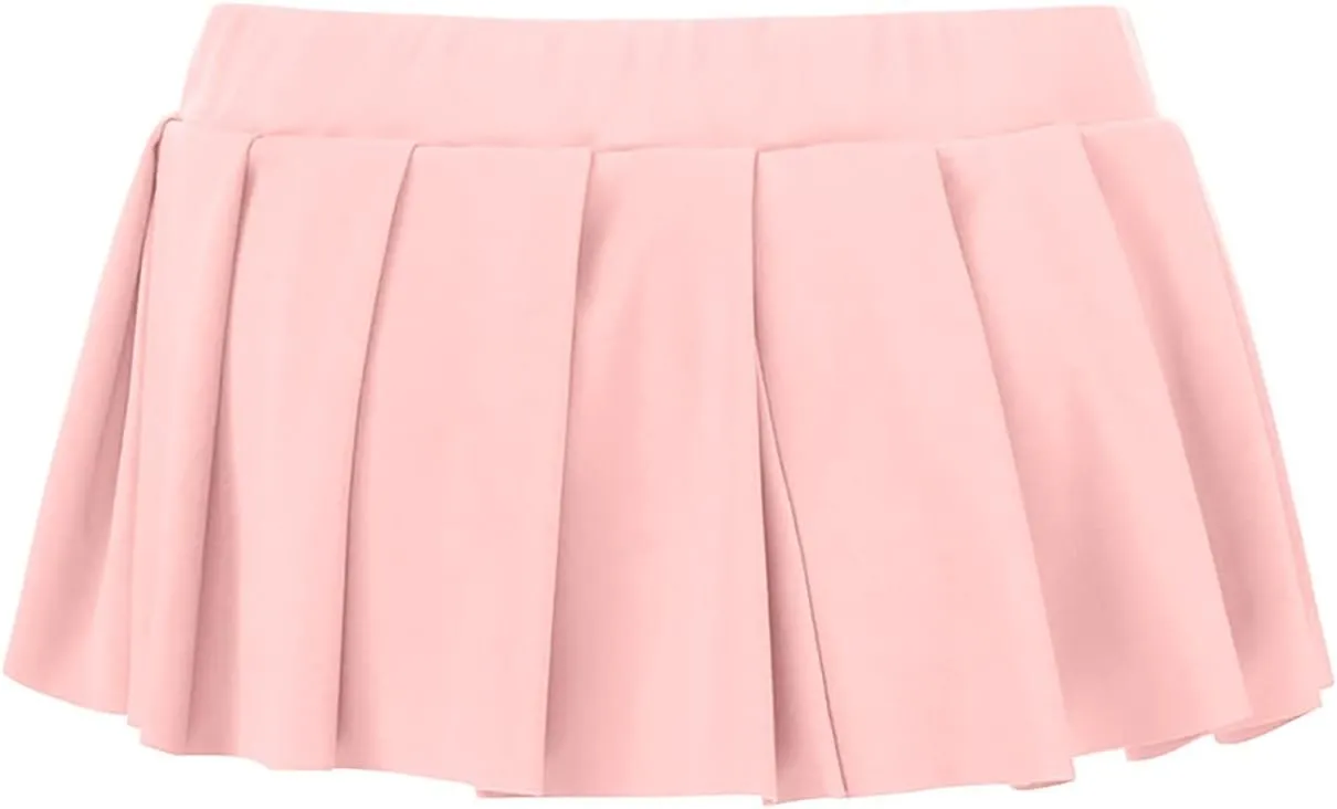 Women's Mini Pleated Skirts Sexy Club High Wiast Stretchy Tennis Skater A-line Skirt Sexy Pleated Mini Skirt