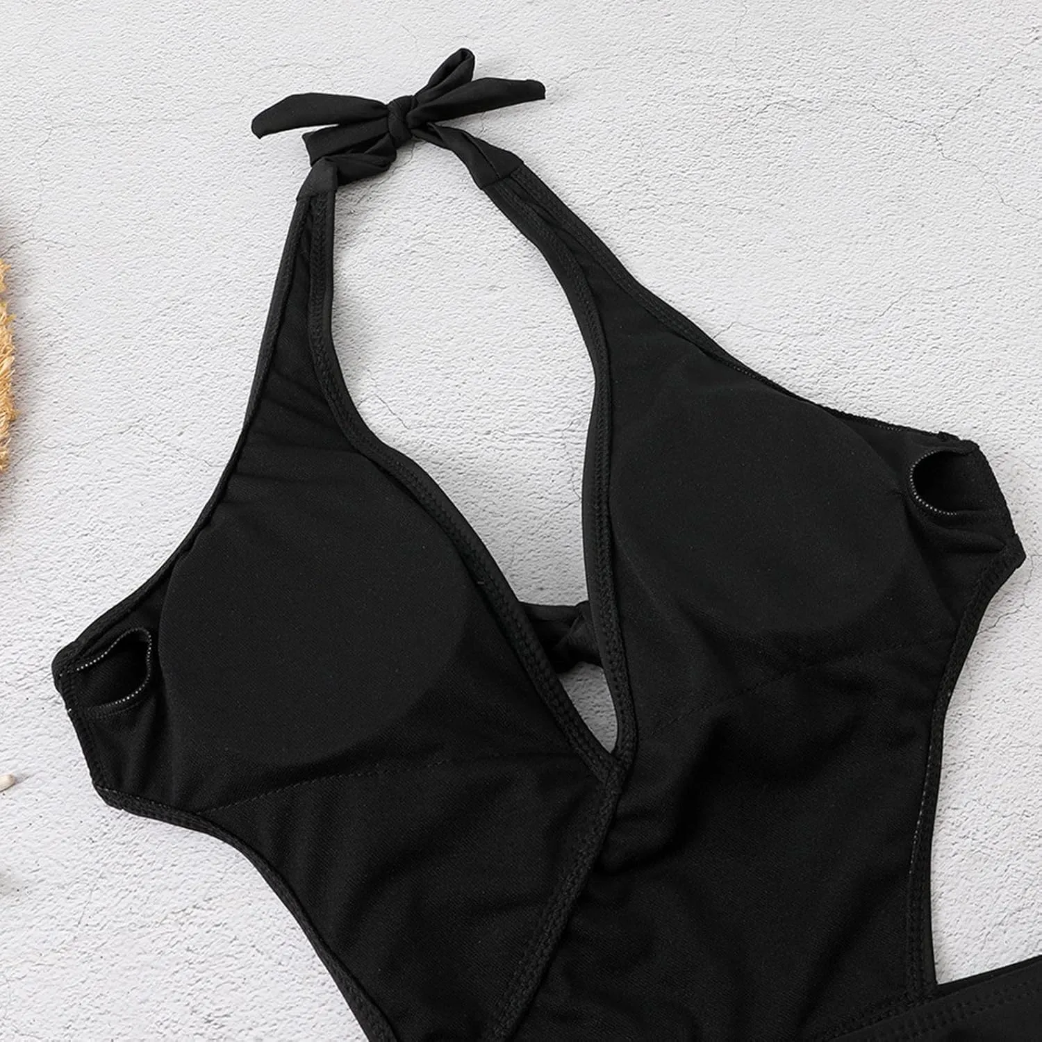 Women's One Piece Swimsuit Padded Sexy V Neck Swim Suits Modest Tummy Control Bathing Suits Backless Bikini