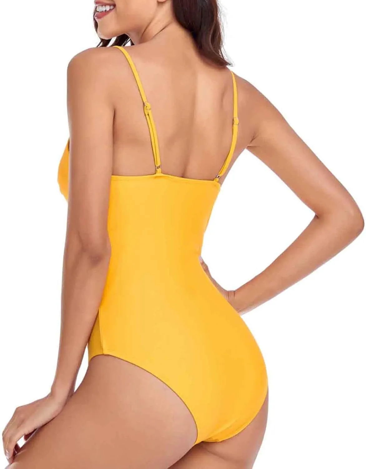 Womens One Piece Swimsuits Tummy Control Cutout Twist Front Bathing Suits Swimming Adjustable Strap Backless Swimwear
