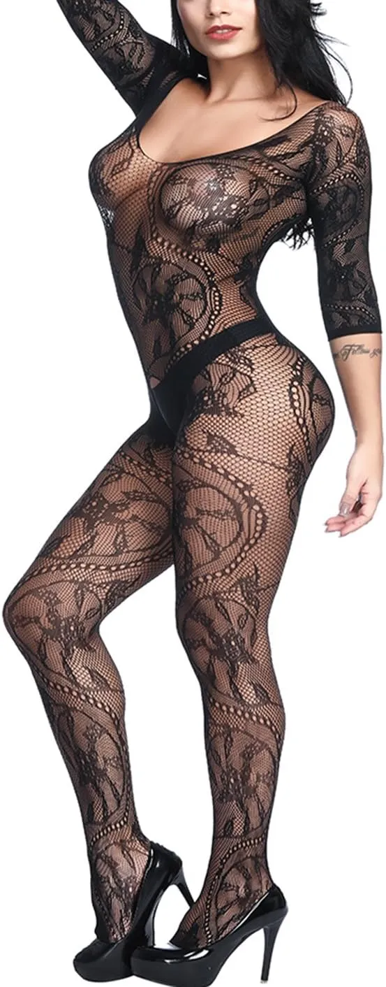 Women's Sexy Bodystocking Strap Bodysuits Thigh Lingerie Fishnet
