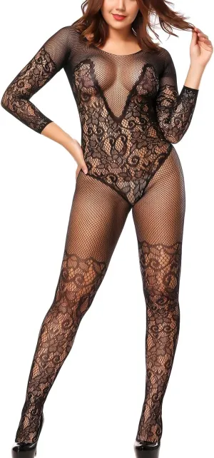Women's Sexy Bodystocking Strap Bodysuits Thigh Lingerie Fishnet