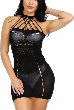 Women's Sexy Bodystocking Strap Bodysuits Thigh Lingerie Fishnet