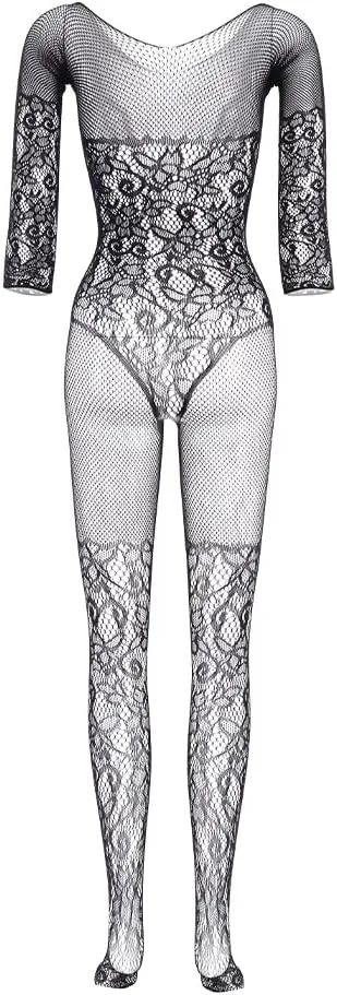 Women's Sexy Bodystocking Strap Bodysuits Thigh Lingerie Fishnet