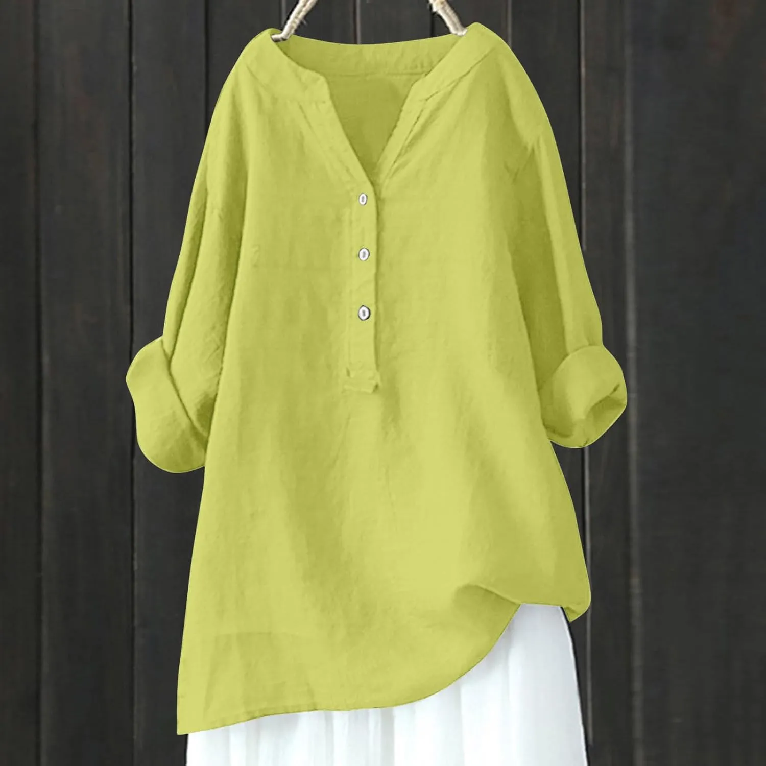 Women's Short Sleeve Linen Shirt Casual Round Neck Soft T-Shirts Floral Loose Summer Tee Top