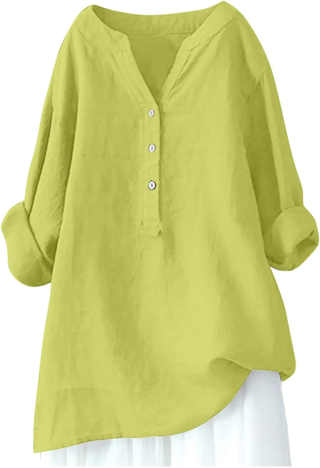 Women's Short Sleeve Linen Shirt Casual Round Neck Soft T-Shirts Floral Loose Summer Tee Top
