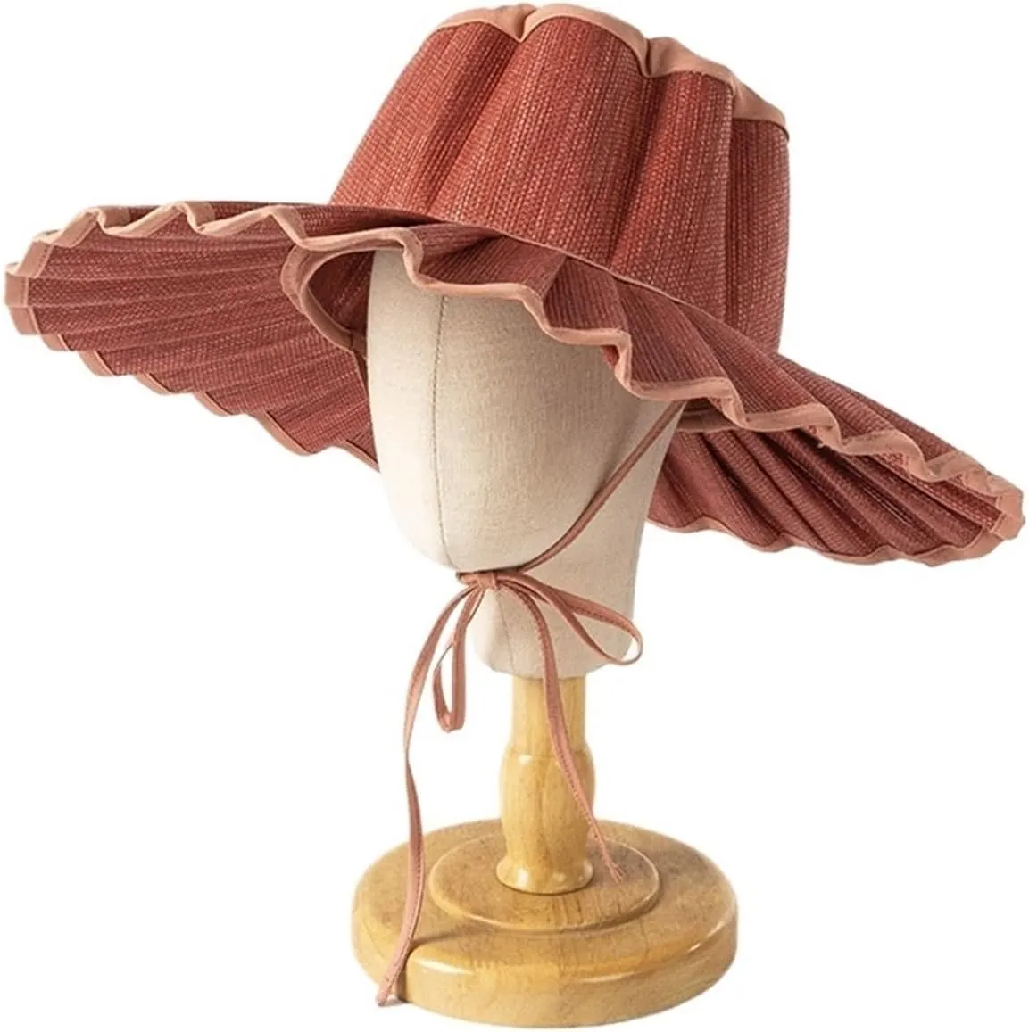 Women’s Summer Foldable Pleated Straw Sun Hat - Wide Brim Casual Beach Hat, Lightweight Waterproof Travel Hat for Outdoor