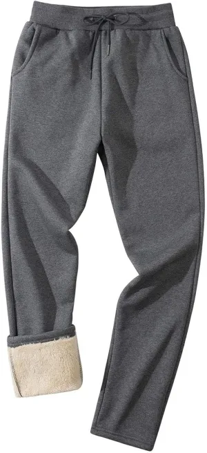 Xiaojmake Mens Fleece Pants Winter Warm Sherpa Lined Athletic Jogger Home Pants with Pockets Heavyweight Thermal Lounge Pant