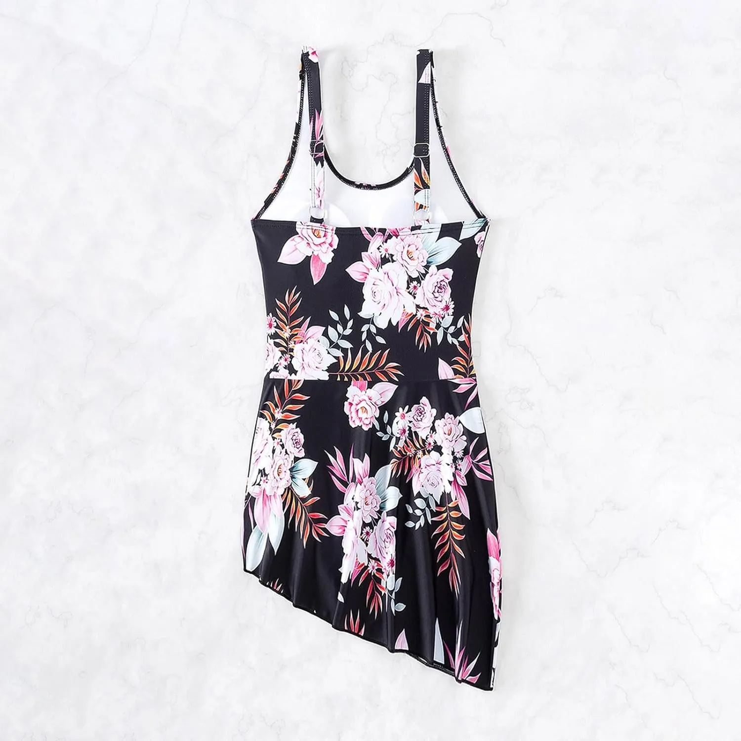 XRCQCAD Women's Solid Swimdress 2024 Summer One Piece Swimsuit Tummy Control Swim Dresses Skirt Beach Bathing Suit